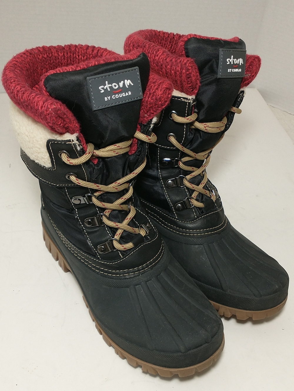 Storm By Cougar Creek Waterproof Winter Boots, Red / Black, Size 9, Snow, Cabin